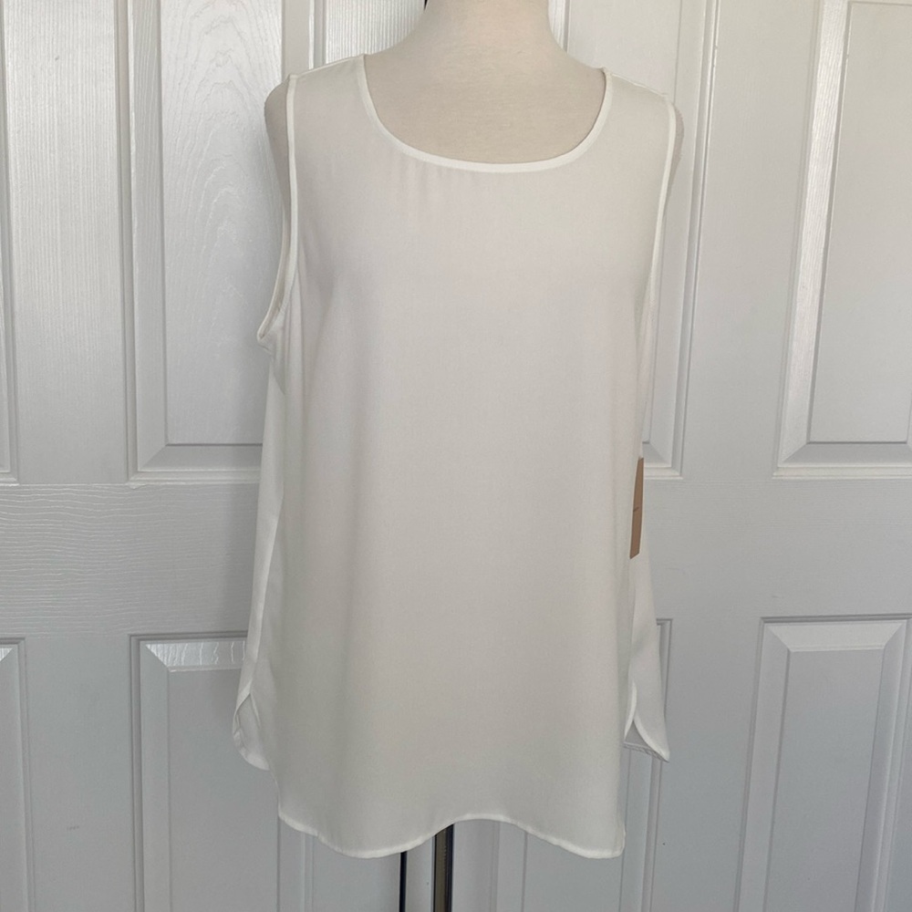 Halogen Sleeveless White Flowy Blouse Top Sz XL